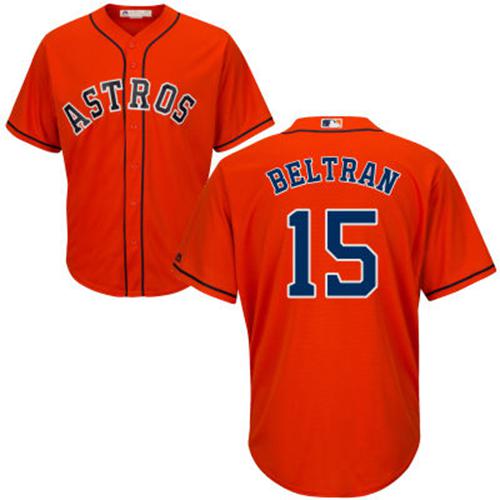 Astros #15 Carlos Beltran Orange Cool Base Stitched Youth MLB Jersey